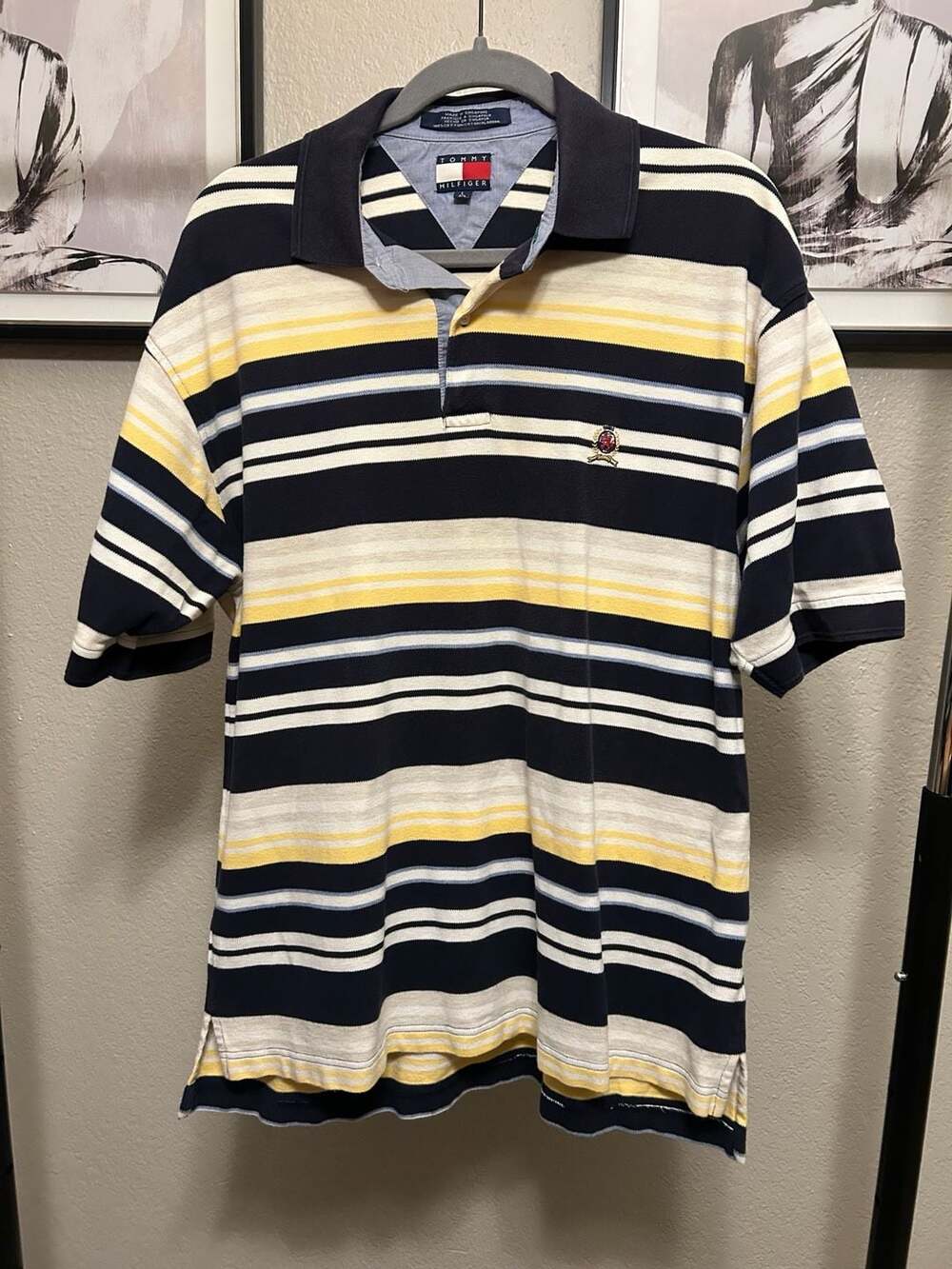 Vintage Tommy Hilfiger Striped Polo Shirt Size Large E12